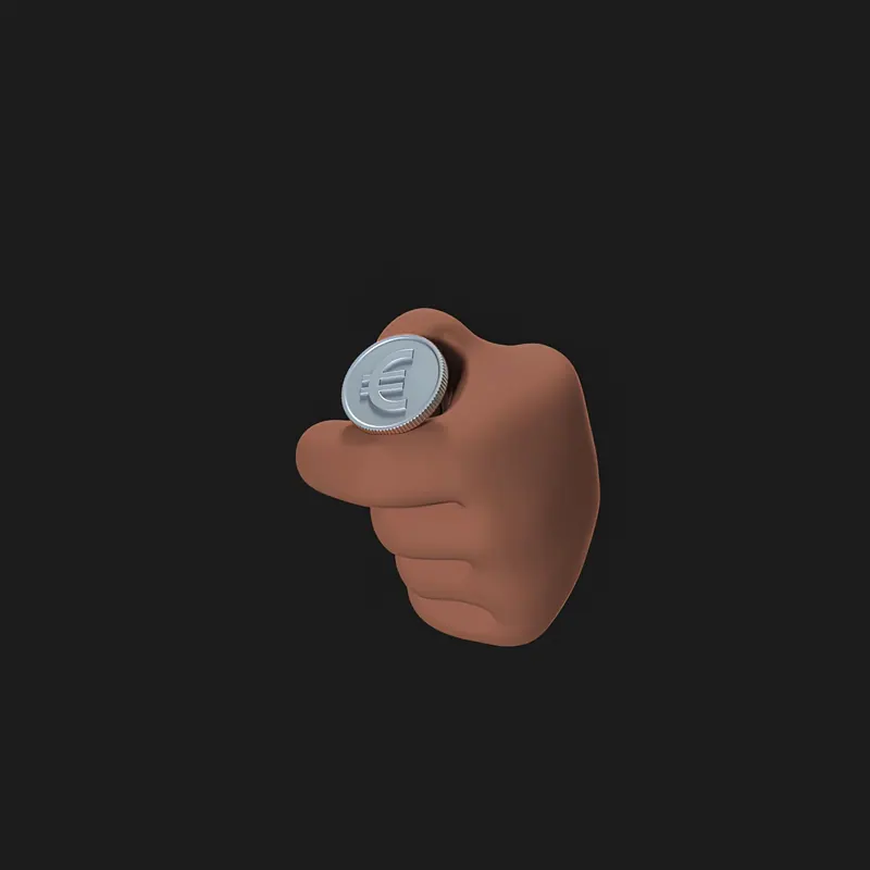 Hand tossing a coin against a dark background