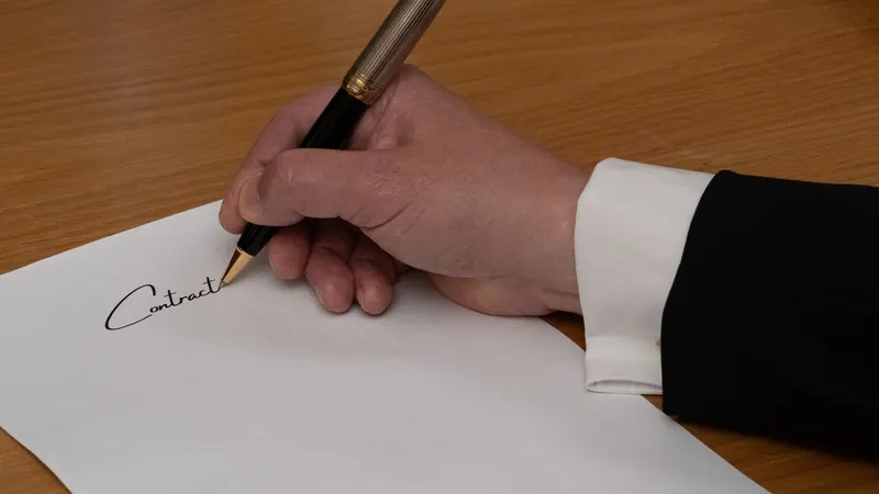 Fountain pen signing a business contract