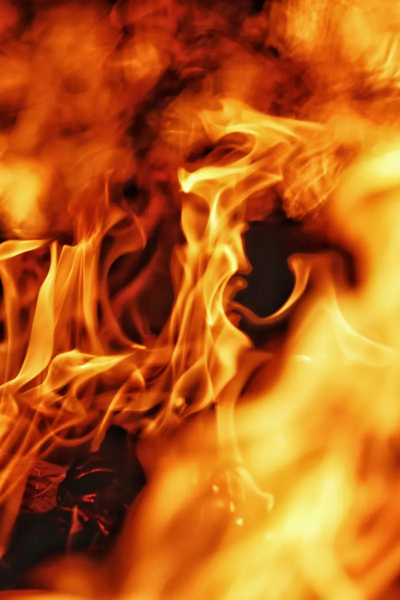 Close-up of vibrant flames showcasing the dynamic nature of fire