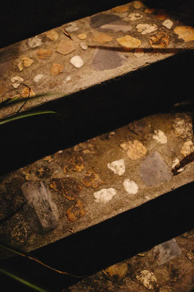 Textured stone steps leading upward